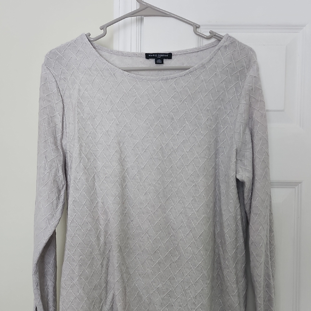 Mario Serrani Light Gray Textured Long Sleeve Top